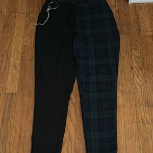 Black and Green Plaid Split Pants. Size small